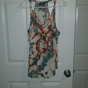 A.n.a. cowl neck tie-dye print tank top
